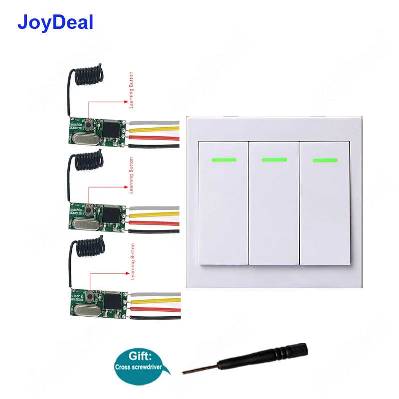 

JoyDeal 433Mhz Wireless Micro Remote Control Switch Mini Receiver 3.6V 5V 12V 24V Long Range Small Led Light Switch Transmitter
