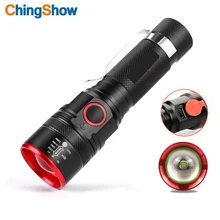 USB charging retractable zoom xm-T6 LED flashlight tactics torch USES 18650 lithium battery night bike patrol outdoor hunting