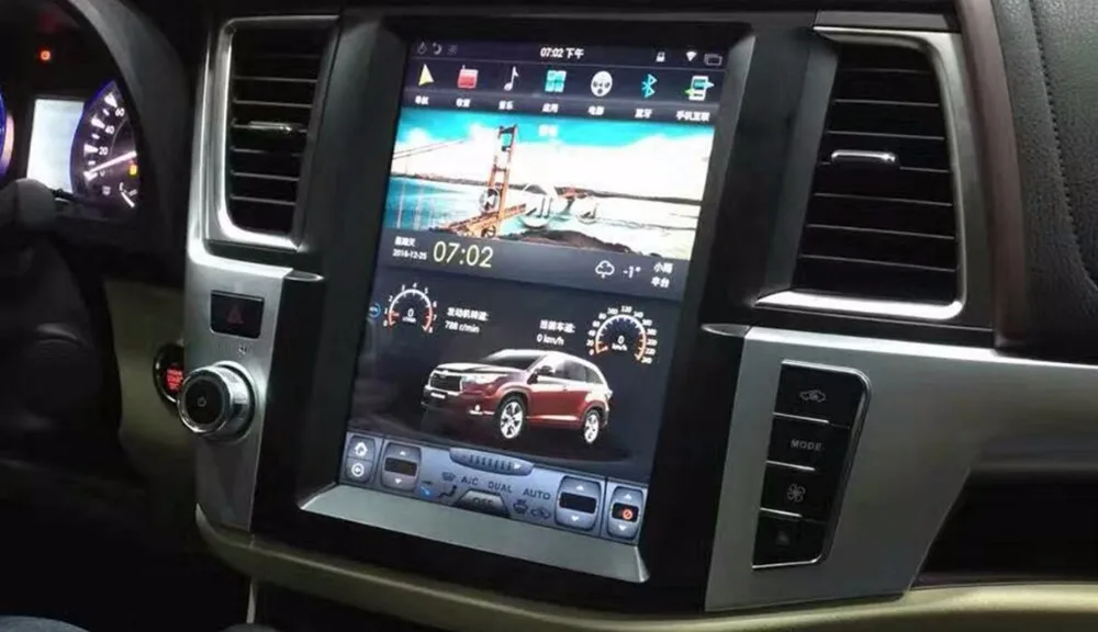 

12.1'' Vertical screen Tesla Style Android Car DVD GPS Navigation Player for Toyota Highlander 2014 2015 2016 2017 2018 camera