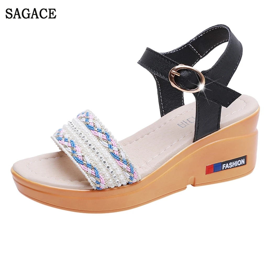 

SAGACE Fashion Lady Wild Summer Slope With Open Toe Platform Word Buckle Sandals Sexy High Quality Outsid Ladies Shoes