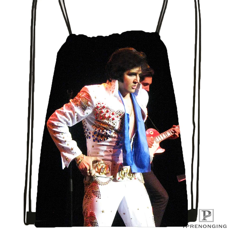 Пользовательский Presley Элвиса походная сумка на шнурке милый рюкзак для детей(черная спинка) 31x40 см#180531-03-07