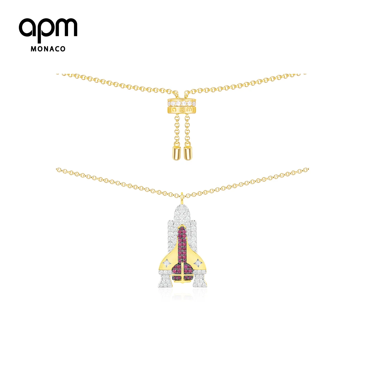 

APM Monaco Genuine AC3914XKRY Silver Golden Spacecraft Necklace