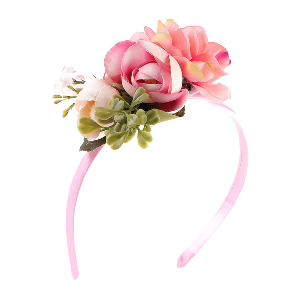 1Pc Handmade Bride Floral Flower Crown Headband Headwear Garland Hair Accessories for Kids Children Girls Baby 4Colors