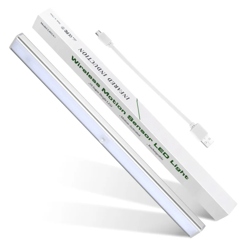 

24LEDs USB Rechargeable Lights Wireless Stick-on Stairs Magnetic with Cabinet Kitchen Sensor Night Motion Strip Under