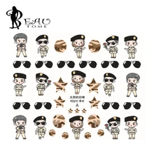 1Pcs 2016 New Arrivals Sun Descendants Cartoon Characters 3D Nail Stickers Water Transfer Nail Art Decals Decorations Design