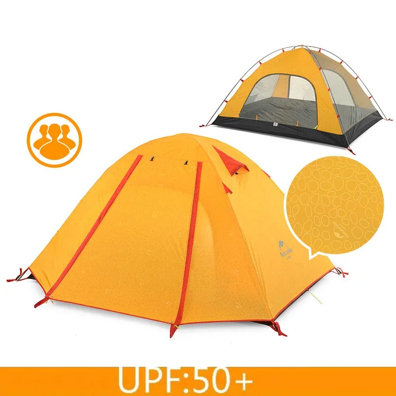 NatureHike P серии классика палатка 210 т ткань для 3 человек NH15Z003-P - Цвет: orange UPF50