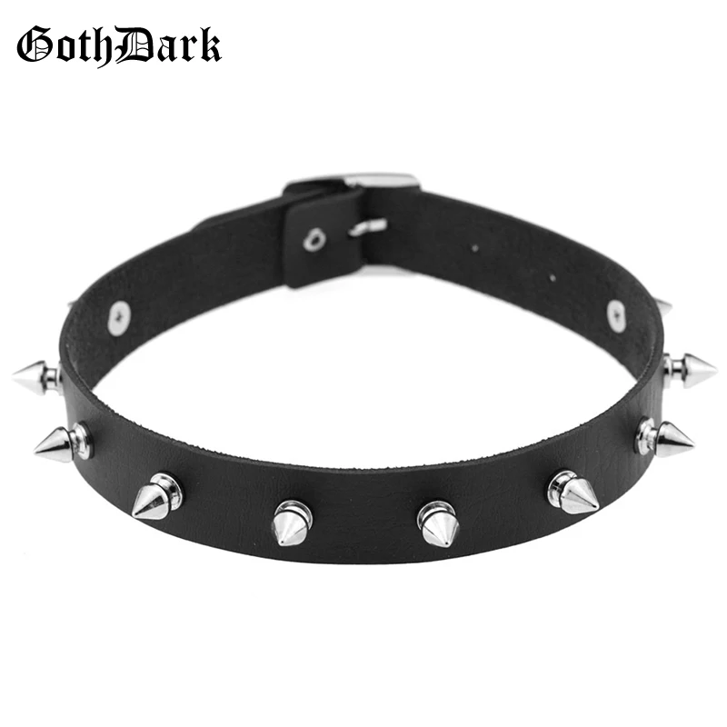Женское ожерелье Goth Dark, готическая удавка с серебристой металлической пряжкой, ошейник в стиле Харадзюку с заклепками, строгий ошейник в стиле рок