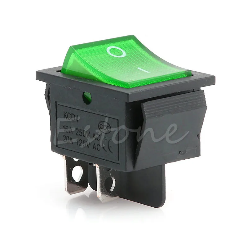 Rocker Switch With Light KCD4-201N 4 Pin ON/OFF 2 Position 250V DPST 1/5/10Pcs | Обустройство дома