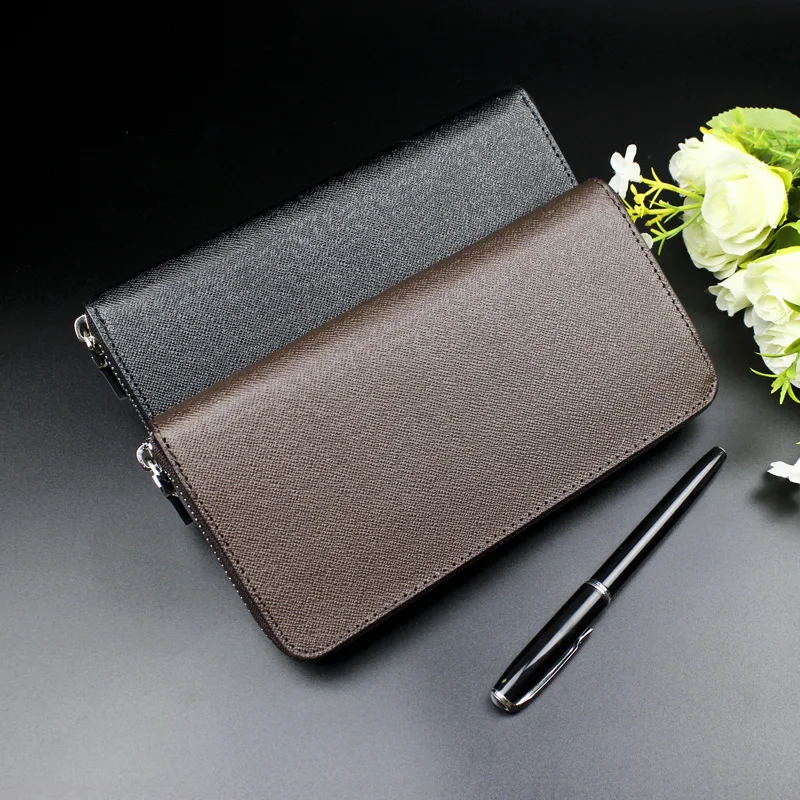

Men Wallet Long Zipper Genuine Leather Wallet Male Business Clutch Cellphone Wallets Big Capacity Card Holder Male Vintage Purse