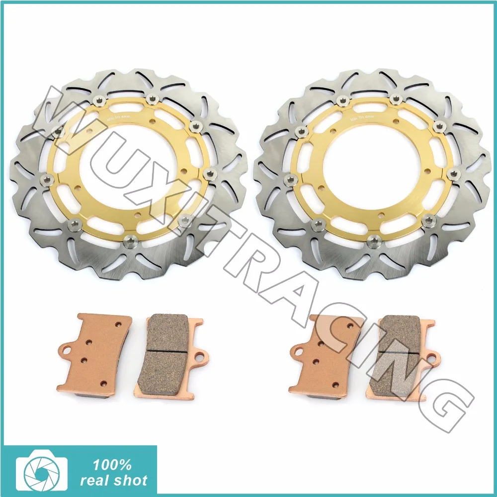 320MM Pair Black / Gold Motorcycle New Front Brake Discs Rotors + Brake