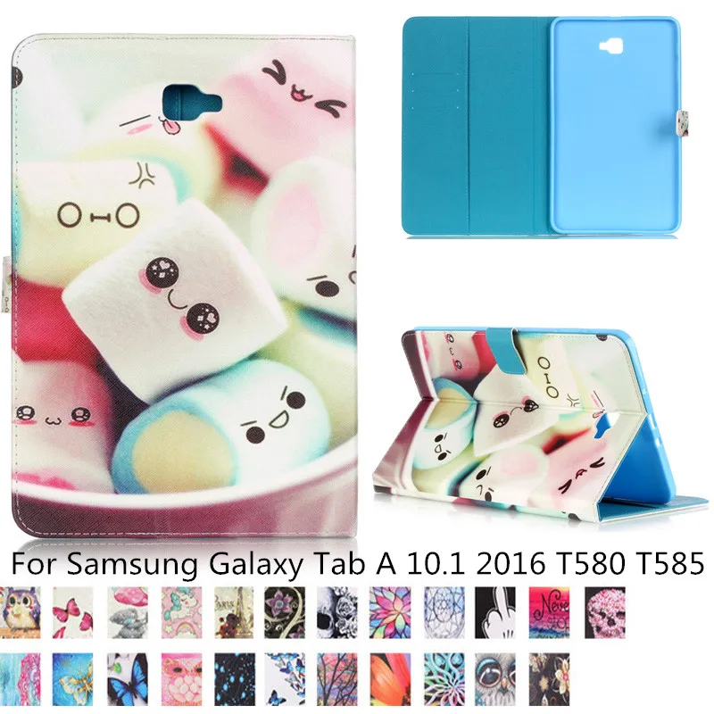 Милые 3D Окрашенные чехол для samsung Galaxy Tab 10,1 2016 T580 T585 складной чехол-подставка чехол для samsung Tab A6 10,1 SM-T580