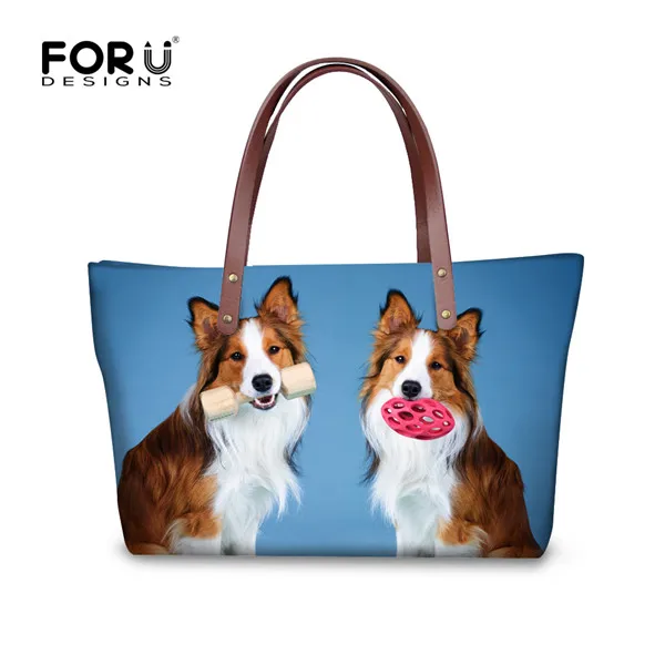 Forudesigns/3D Бордер-колли собака Для женщин сумки Повседневное женская через плечо Сумки животного сумка Bolsas Женственный топ-ручкой - Цвет: Розовый