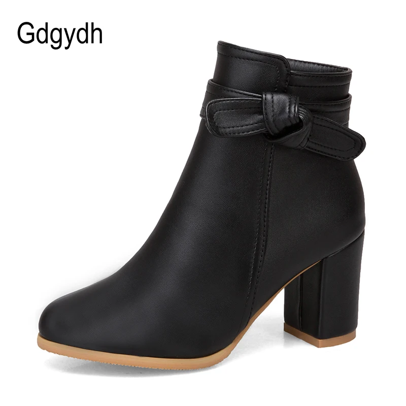 Gdgydh/модные женские ботинки с бантиком-бабочкой ботильоны с круглым носком на высоком каблуке; сезон осень-лето; ковбойские кожаные ботинки