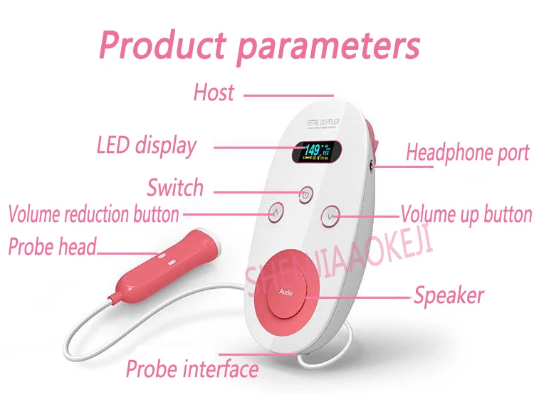 Частота сердечных сокращений плода фетальный детектор беременных женщин, фетальный датчик работы сердца бытовая техника устройства по уходу непрерывная работа 1 шт