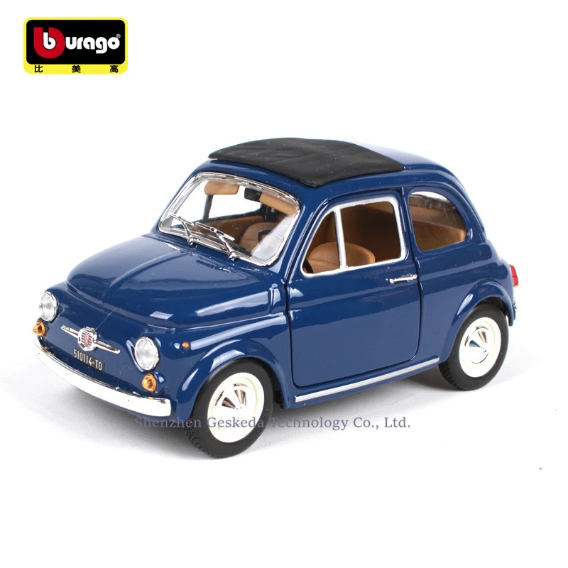 

Bburago 1:24 1968 Fiat 500L Blue manufacturer authorized simulation alloy car model crafts decoration collection toy tools