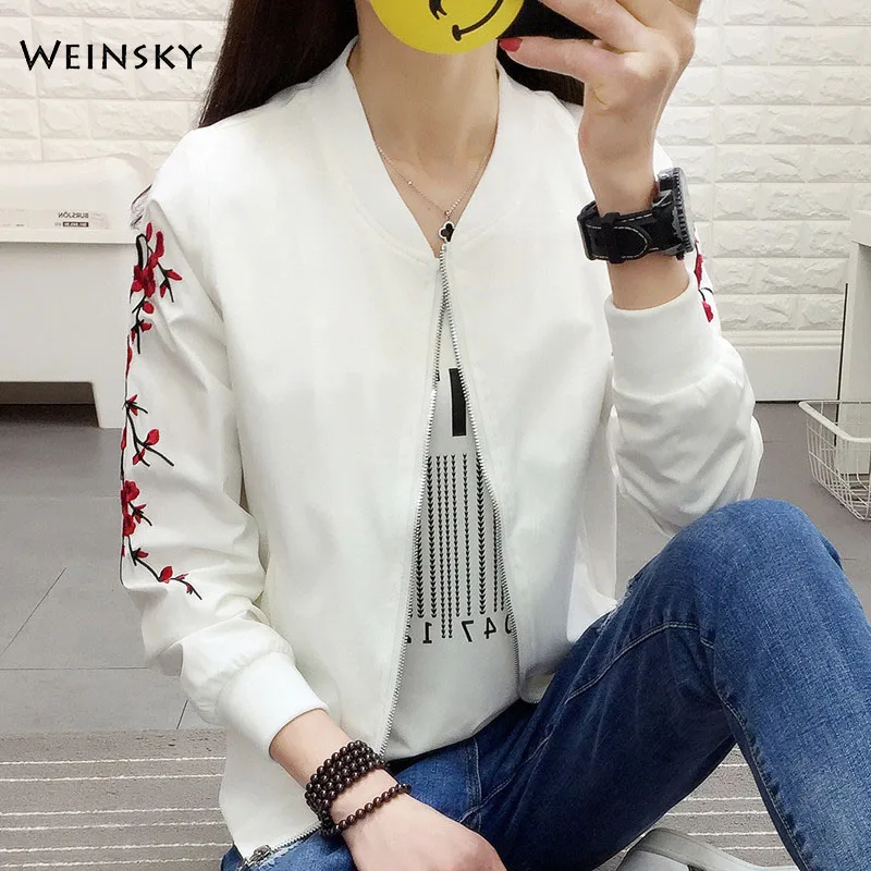 Very best Women Embroidery Floral Baseball Jackets 2019 New Elegant Coat Fashion Youth Bomber Jackets Casual