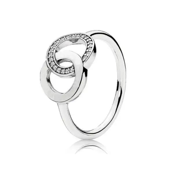 

Authentic 925 Sterling Silver Pan Ring Signature Circles With Crystal Rings For Women Wedding Party Gift Fine Jewelry
