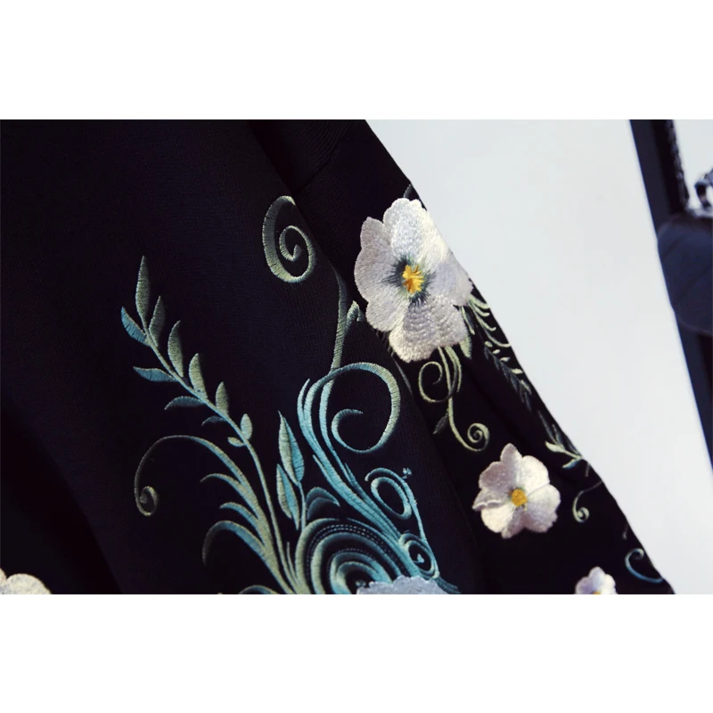 Осенне-зимний женский комплект 2 шт. вязаный комплект, свитер с цветочной вышивкой+ трикотажные штаны, Женский комплект из двух предметов