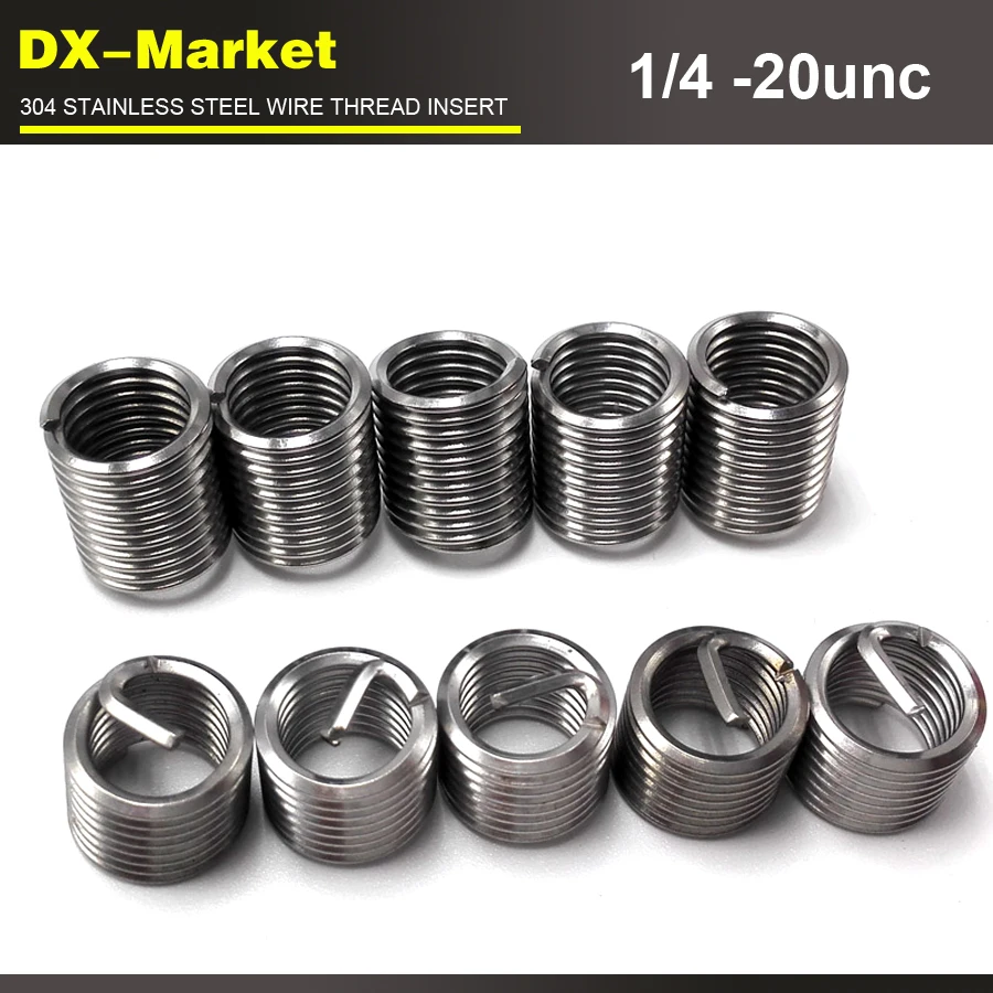 

1/4-20unc x1.5D , 100pcs , 304 stainless steel 1/4 unc thread inserts , sus304 wire thread repair fasteners
