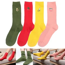 Длинные носки с фруктовой вышивкой в стиле ретро осенне-зимний хлопковый дышащий Комплект носков для женщин