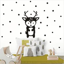 Nordic Style Deer Stickers Cute Animal on the wall Small Round Polka Dot Decals Kids Nursery Room Decoration Art DIY Home Mural