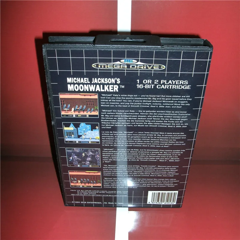 Чехол для Moonwalker EU с коробкой и руководством Sega Megadrive Genesis игровая консоль 16