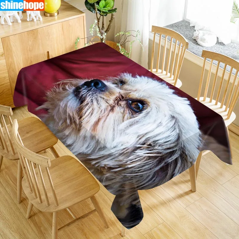 Пользовательские Ши-тцу собака скатерти «Оксфорд» с принтом прямоугольный водонепроницаемый маслостойкие животные скатерти свадебные скатерти