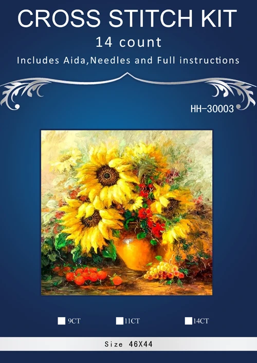 

Needlework Crafts Full Embroidery French DMC Quality Counted Cross Stitch Kit Oil painting Flower Vase sunflowers
