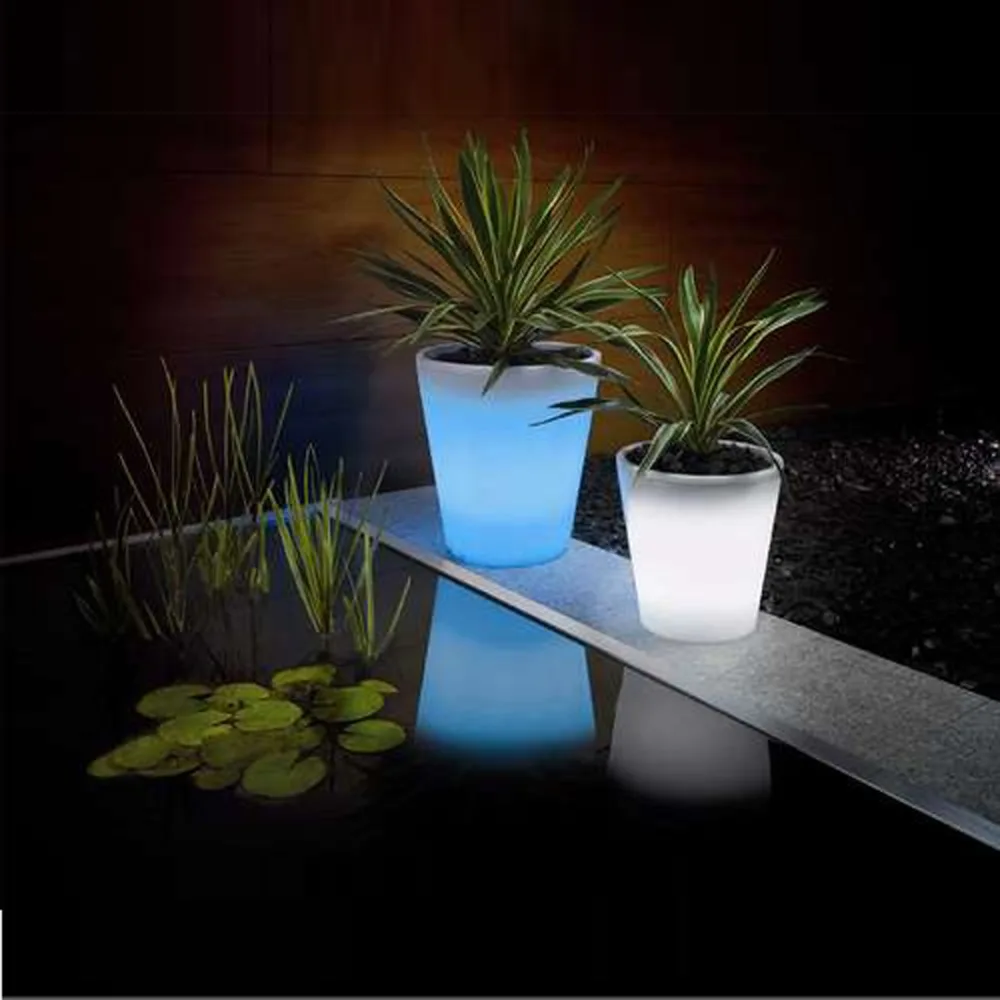 2pcs/lot solar led flower pot lighted vase lamp landscape lighting