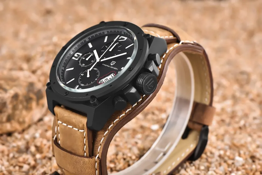 PAGANI дизайнерские брендовые уникальный дизайн модные часы для мужчин для дайвинга 100 м спортивные военные кожаные Наручные часы с большим циферблатом кварцевые часы
