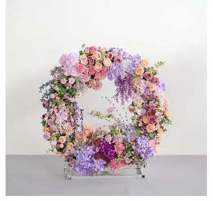 Свадебный основной стол Искусственные цветы шелковая ткань. Железная полка искусственный цветок. Свадебный реквизит приветственный стол украшения - Цвет: 1.3m