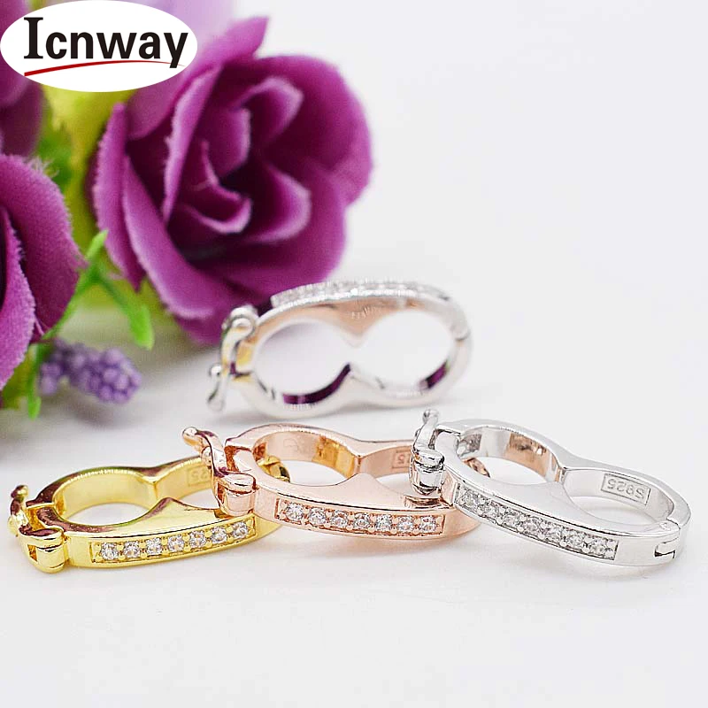 

3pcs Rhinestone inlay Gold&silver Plated Clasp 1*2cm toggle clip For DIY bracelet necklace Free shipping wholesale