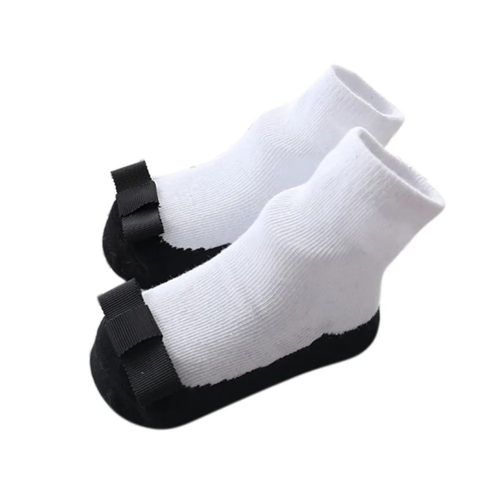 

Baby Girl Socks Toddler Black White Patchwork Bowknot Cotton Blends Ankle Sock for 0 to 3 Years