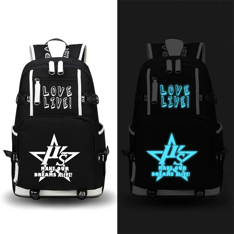 

New High Quality Love Live Luminous Backpack Men Women Laptop Travel Bags School Bag Satchel Work Leisure Bag Fashion Bag