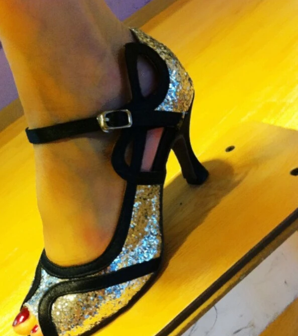 Оптовая продажа женские Обувь для девочек серебряный блеск Костюмы для бальных танцев Костюмы для латиноамериканских танцев Samba Сальса Ceroc