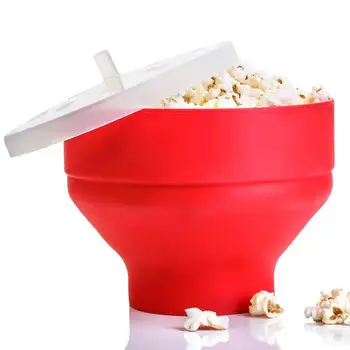 

2019 New Red High Quality Microwave Popcorn Popper Silicone Kitchen Easy Tools DIY Popcorn Bucket Bowl Maker With Lid