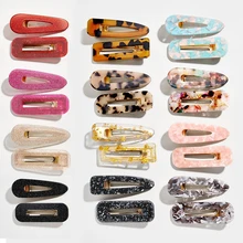 Новые модные разноцветные акриловые ацетатные заколки для волос для девочек, Блестящие Блестки, милые капли воды, шпильки, аксессуары