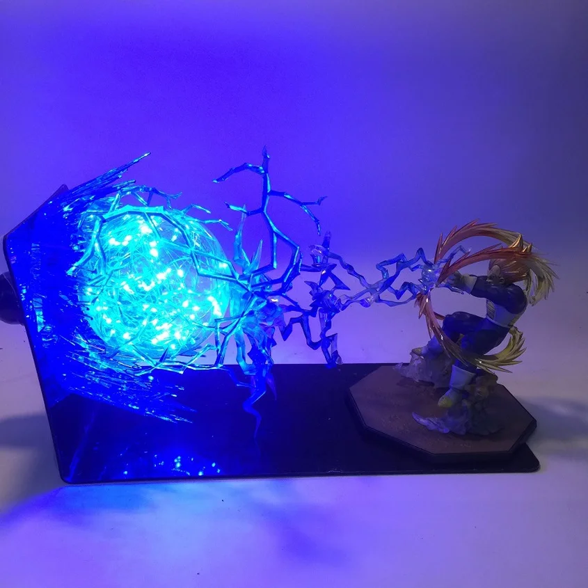 Фигурки игрушек Dragon Ball Z Son Goku Kamehameha светодиодная Взрывозащищенная сцена DIY ночные