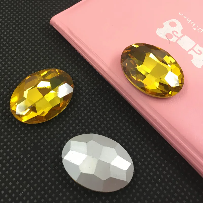Ссылки 1: 10x14mm~ 20x30 ММ Pointback(без отверстия) стразами блестящие камни Crystal Oval Форма Необычные Камень для ювелирных ремесел - Цвет: Topaz