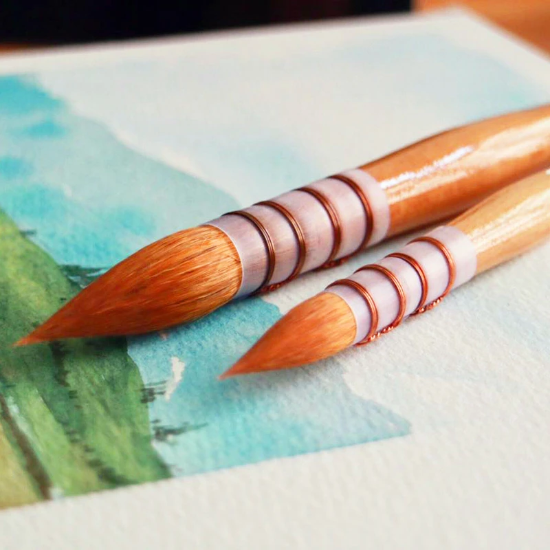 45RSQ высокое качество колинские волосы с деревянной ручкой кисти для рисования художественные акварельные художественные кисти для рисования