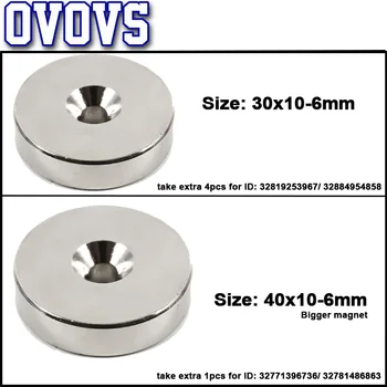 

1Pcs 30x10mm or 40x10mm hole 6mm N35 Super Strong Round Neodymium Magnet for Led Search Light