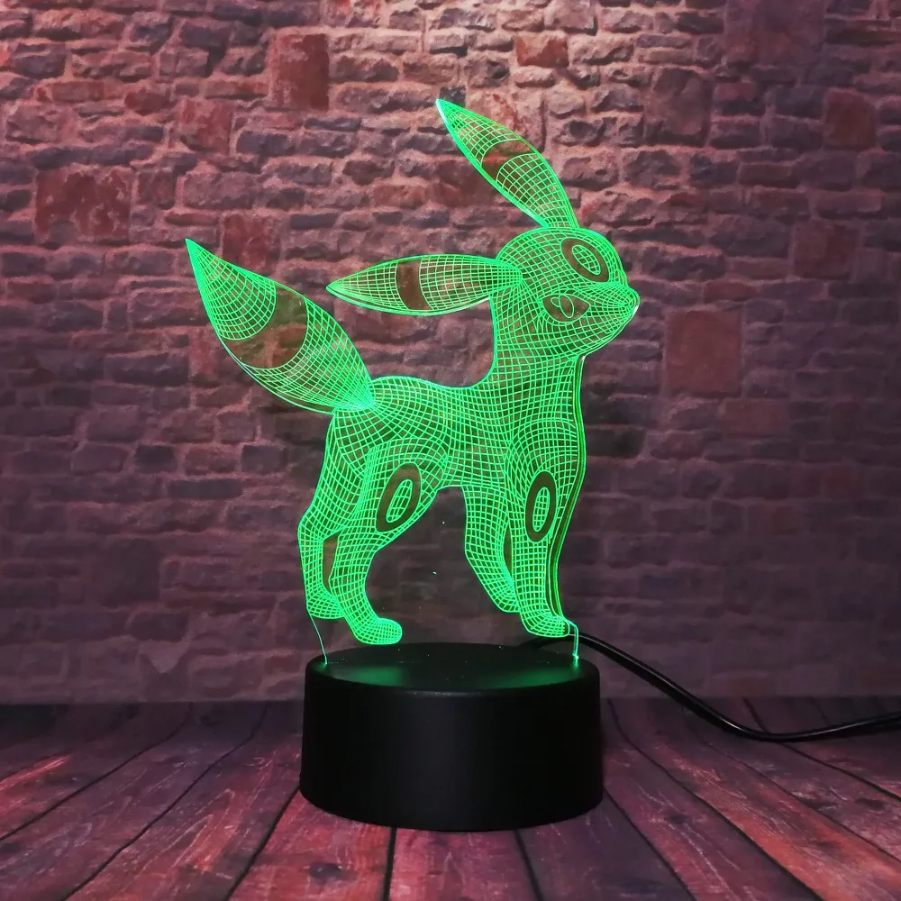 Umbreon Pokemon Go 3D фигурка ночник USB 7 цветов меняющий цвет настольная лампа декор для