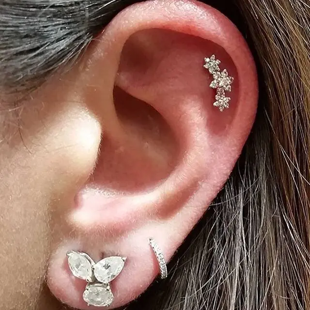 

2019 Female Snowflake Stud Earrings Real fine 100% 925 Sterling Silver Jewelry High Quality AAA Zircon Double Earrings For Women