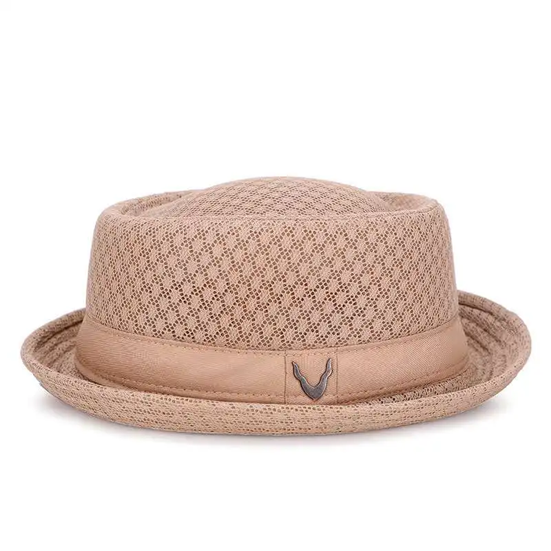 2022 England jazz hat breathable mesh flat hat  visor straw hat beach hat Retro cap Foldable cap sun hat casual Panama hat stetson fedora hats Fedoras