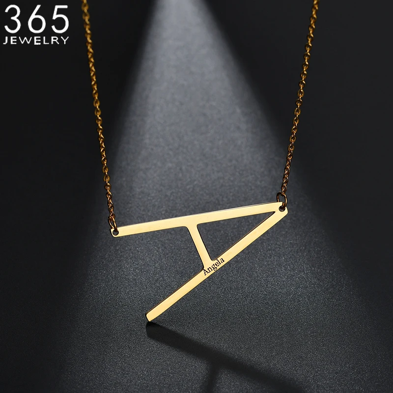 

Fashion A-Z Stainless Steel English Letter Necklace For Women English Initial Alphabet Pendant Necklace Never Fade