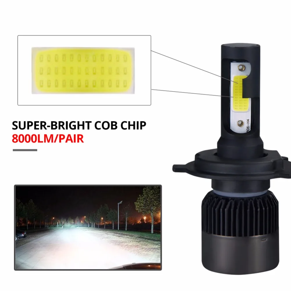 ATcomm 72W 8000Lm 6500K White COB H1 H4 H7 H11 72W 12V LED Car Headlamp For Skoda octavia/rapid/kodiaq/fabia/superb