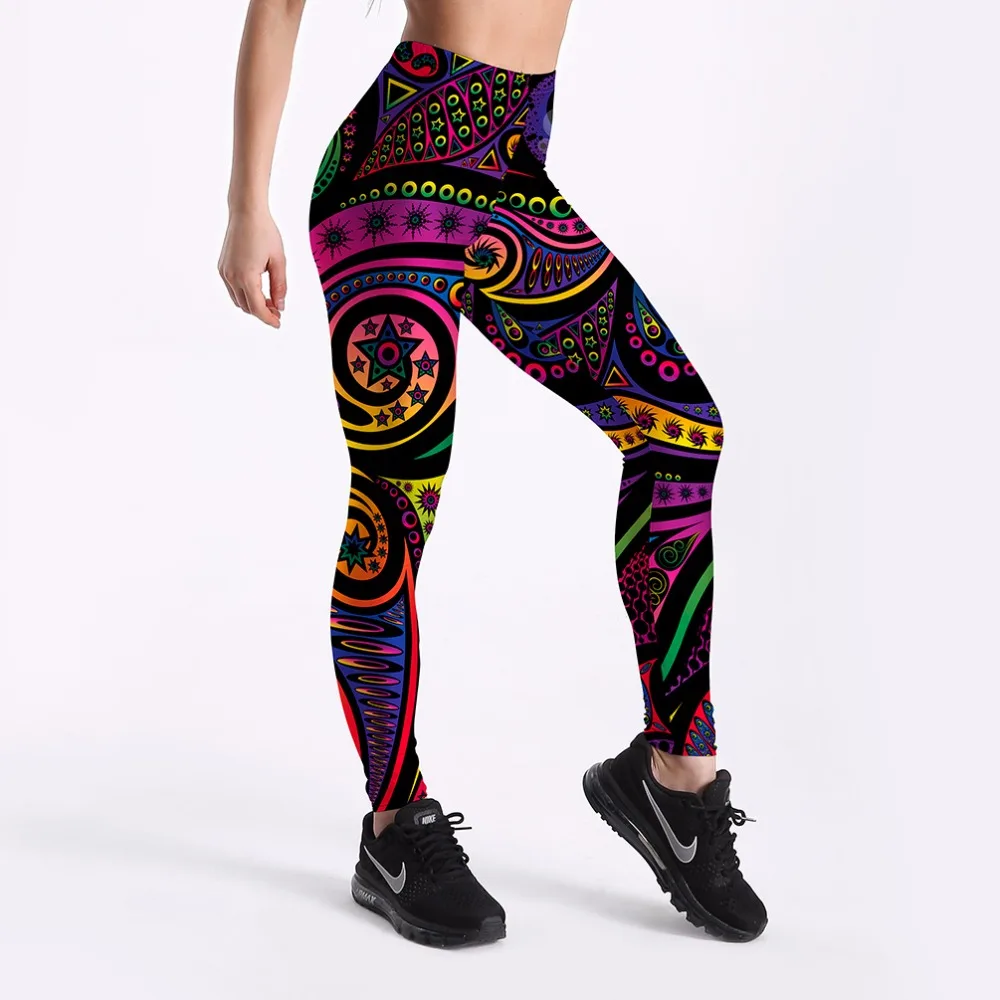 

New Multi Color Dot Print Womens Casual Leggings Rainbow Striped European Style Fitness Full Length Workout Pants 4XL