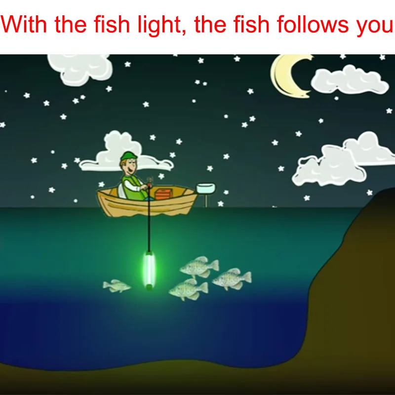Подводные лампы для рыбалки. Светящиеся Подводный фонарь самовзвешивающаяся подводная Светодиодная лампа для рыбалки, 60 Вт, 12 В, 6 м Мощность шнур, IP68 Водонепроницаемый