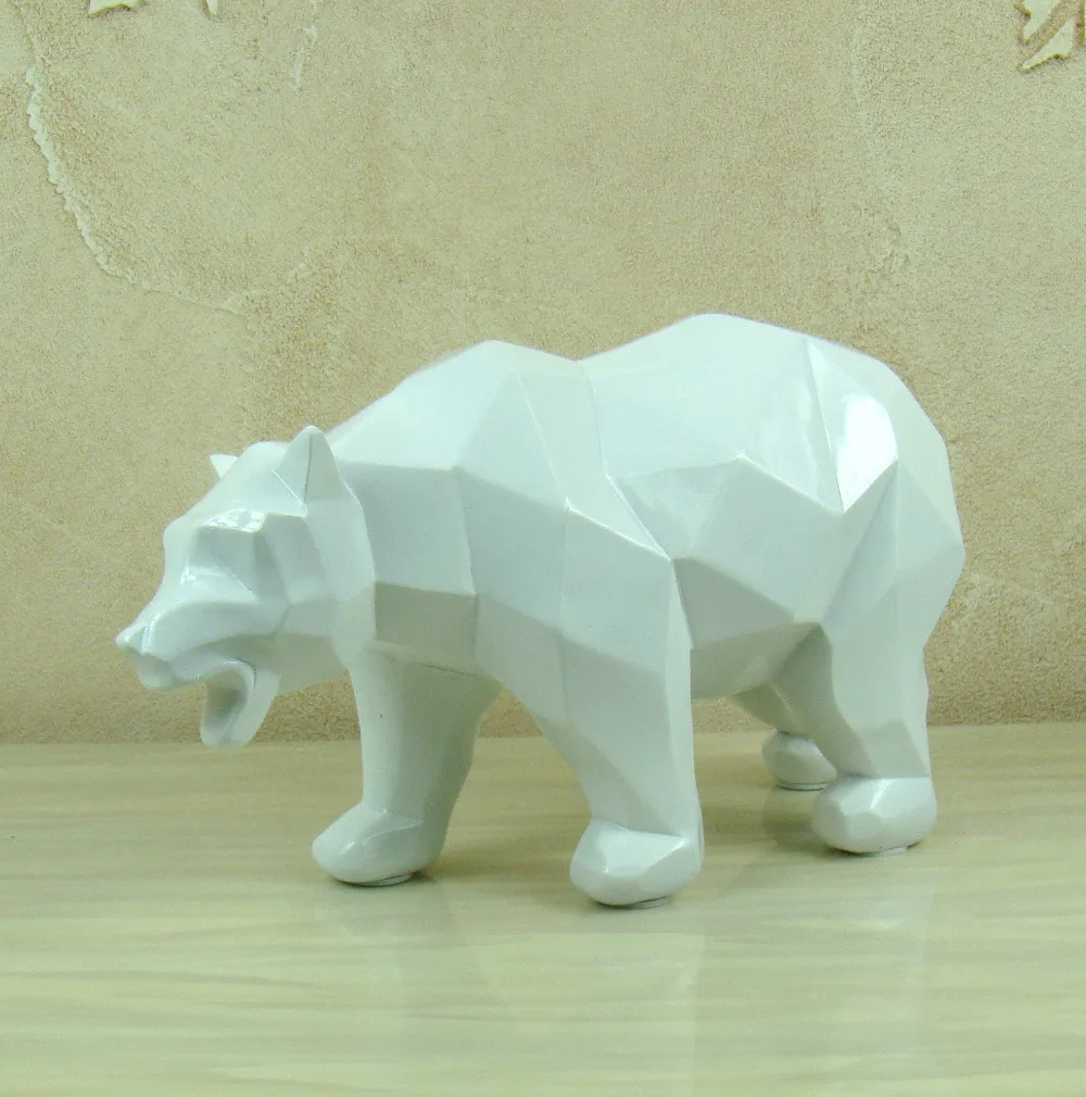 grand R/ésine Abstraite Blanc Ours Polaire Sculpture Figurine Artisanat D/écor /À La Maison D/écor G/éom/étrique R/ésine Faune Ours Statue Craft