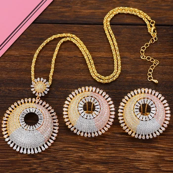 

JIMBORA Luxury African2 pcs Bridal Zirconia Jewelry Sets For Women Party, Luxury Dubai Nigeria CZ Crystal Wedding Jewelry Sets